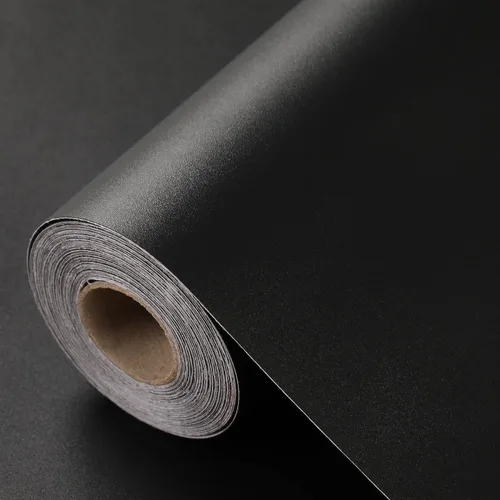 Miniatura 18 de Papel Tapiz Adhesivo Removible de Seda Negra - 11.8 x 78.7 Pulgadas Papel Tapiz Autoadhesivo Removible, Papel de Contacto para Pared Fácil de Pegar