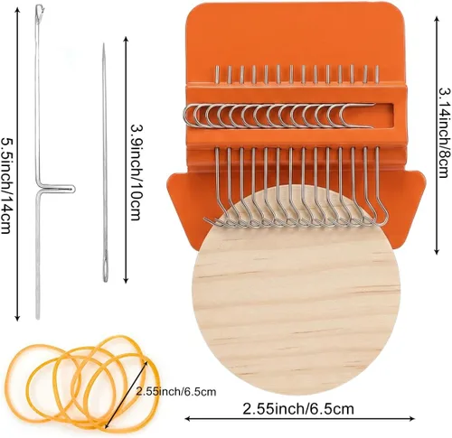 Miniatura 2 de Rumexeng Telar de tejido pequeño, telar estilo Speedweve, mini herramienta de tejido de madera para reparación visible, jeans, calcetines, ropa