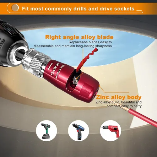 Miniatura 6 de Luckyway - Pelacables de alambre para taladro con herramienta profesional de pelado y torsión de alambre para electricistas, herramienta de torsión