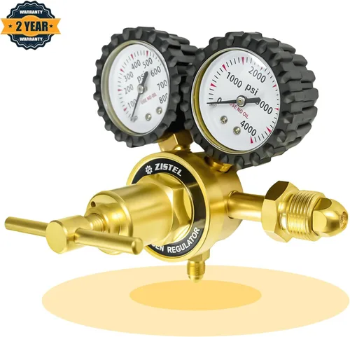 Miniatura 2 de Regulador de nitrógeno con presión de entrega de 0-800PSI, manguera de 6.6 pies CGA580 conexión de entrada y ajuste de llamarada macho de 1/4