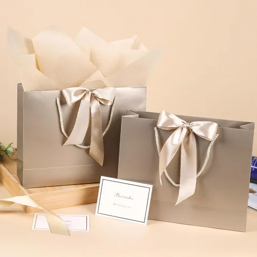 Miniatura 3 de PASEOTA Bolsas de regalo de 12.6" a granel, 10 bolsas de regalo con 20 papeles de seda y 10 tarjetas de felicitación, bolsa de lujo con asas