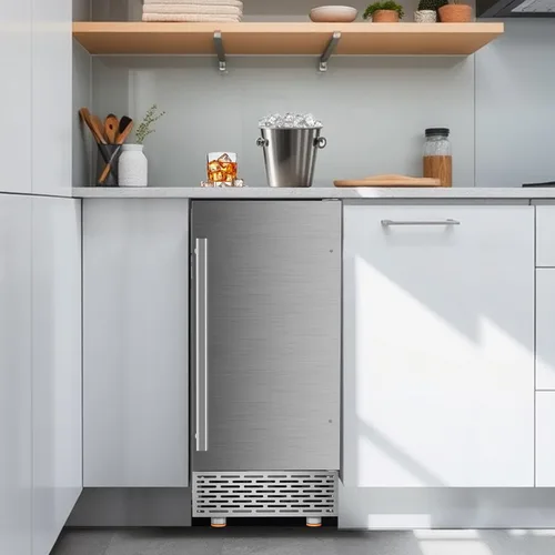 Miniatura 2 de Máquina comercial para hacer hielo debajo del mostrador, 88 libras/día con almacenamiento de 55 libras, máquina de hielo independiente de acero