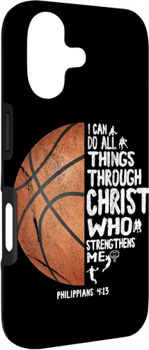Miniatura 3 de Funda de baloncesto para iPhone 17 con texto en inglés "I can do All Things Through Christ Philippians