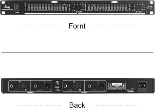 Miniatura 5 de Audio Ecualizador EQ-215 - Ecualizador dual de 15 bandas de 1U, montaje en rack, ecualizador gráfico estéreo de 2 canales, ecualizador estéreo