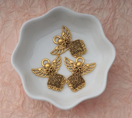 Miniatura 6 de 30 dijes de ángel vintage de metal plateado de 0.06 x 0.91 pulgadas (1.024 x 0.906 in), colgantes vintage para hacer joyas, kit de collares