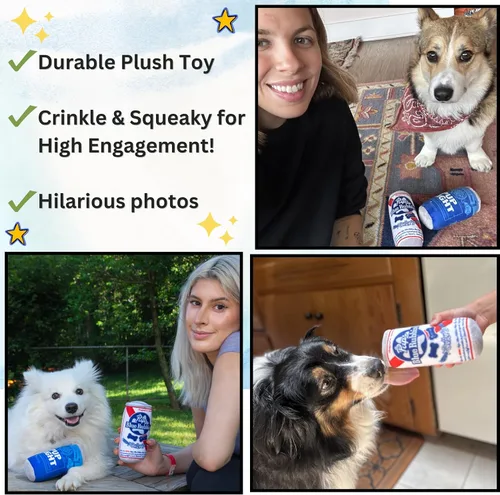Miniatura 8 de Nestpark Pup Light and Pups Blue Rubbin - Juguetes de cerveza para perros de parodia - Divertidos juguetes de felpa chirriante y arrugada