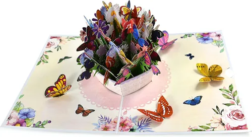 Miniatura 4 de Teabug Cards Cesta de coloridas mariposas emergentes, tarjeta de cumpleaños, tarjeta del día de la madre, tarjeta de recuperación, tarjeta