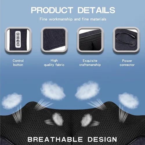 Miniatura 8 de Mo Cuishle - Masajeador Shiatsu de espalda, hombros y cuello con calor, masaje eléctrico de tejido profundo 4D de amasamiento, los mejores regalos