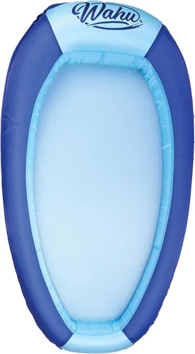 WAHU Hydro Lounger - Flotador versátil para tomar el sol, tumbona inflable para playa y piscina con válvula de inflado/desinflado, azul/azul claro