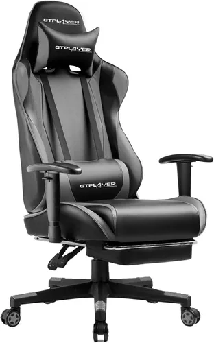 Miniatura 10 de GTRACING Silla Gaming con Reposapiés, Silla Ergonómica de Escritorio para Juegos, Silla Reclinable Gamer con Ajuste de Altura del Asiento, Balancín