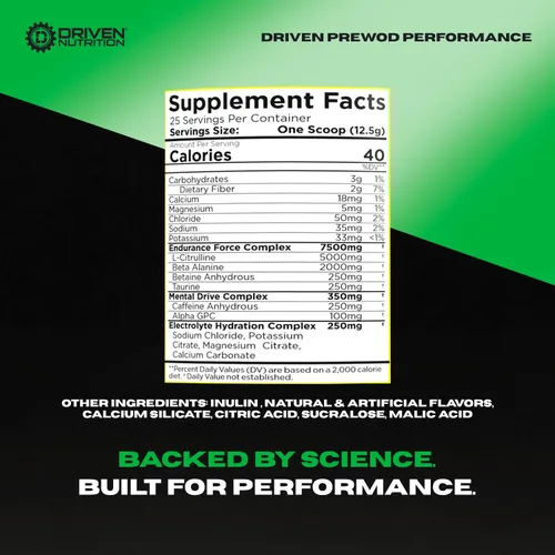 Miniatura 5 de Driven PREWOD - Bebida energética en polvo, 50 porciones, suplemento preentrenamiento con ingenio, aumenta la energía, la concentración, la fuerza