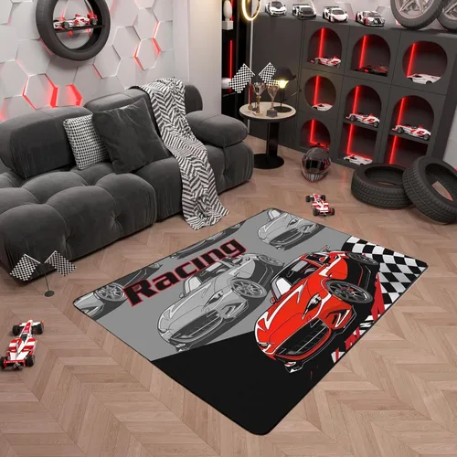 Miniatura 34 de Alfombra de Juego de Autos de Carreras para Niños, Alfombras de Juego para Niños, Alfombra de Sala de Juegos para Niños con Respaldo de Goma