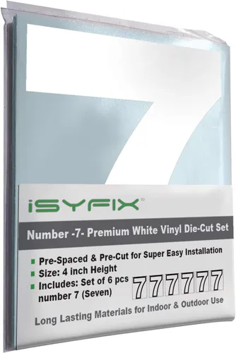Miniatura 69 de iSYFIX - Calcomanías de vinilo blancas con número 0 (cero) - Juego de 6 unidades de 1.5 pulgadas autoadhesivas - Decalcomanías premium troqueladas