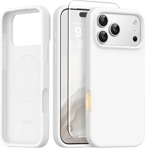 Miniatura 173 de GONEZ Funda de silicona para iPhone 14 Pro Max, compatible con MagSafe, con protector de pantalla + protector de lente de cámara, silicona líquida a