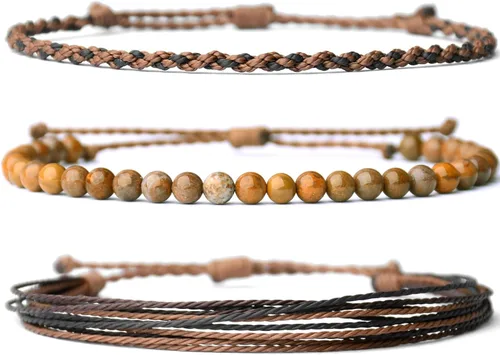 Miniatura 64 de Pulsera curativa hecha a mano con cuentas de piedra natural, regalo para hombres, pulsera de cuerda ajustable