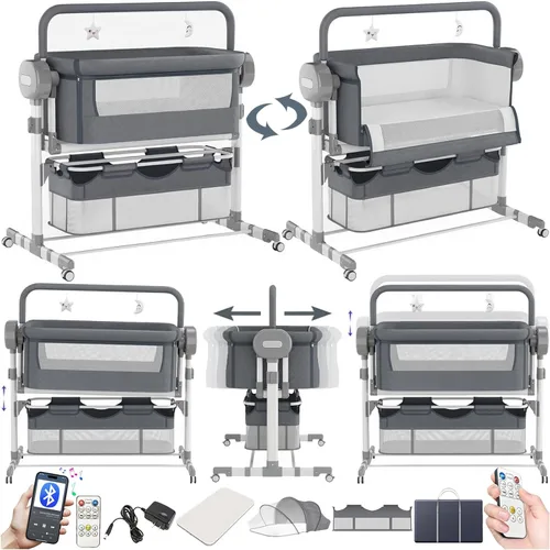 Miniatura 15 de Moisés eléctrico Bluetooth inteligente para bebé, cuna para bebé, cuna Next to Me con ruedas, cuna plegable para recién nacido con 5 engranajes 601