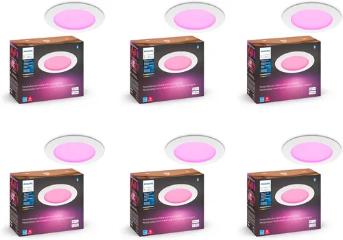 Miniatura 8 de Philips Hue Downlight LED inteligente delgado de 6 pulgadas, luz blanca y de color que cambia de color, 1 paquete, 1200 lúmenes, para interiores