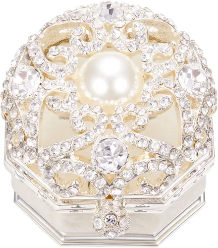 Miniatura 13 de Caja de doble anillo para ceremonia de boda, pequeña caja de anillo de compromiso para propuesta, caja de portador de anillos vintage, caja