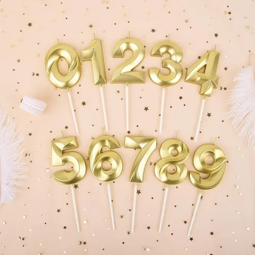 Miniatura 3 de PHD CAKE Velas de cumpleaños de 2 números de 7 cm de oro con diamantes, velas de número dorado, velas de número para pastel, celebración de fiesta