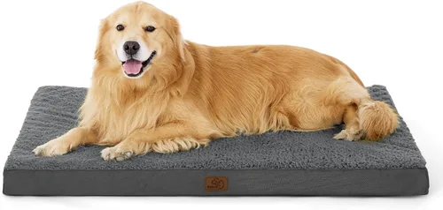 Miniatura 33 de Bedsure Camas para Perros Tamaño Grande - Cómodas Camas Planas para Mascotas con Funda Lavable Extraíble, Alfombrilla de Espuma Ortopédica