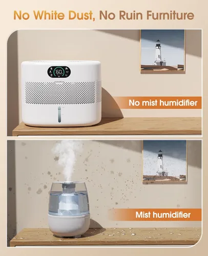 Miniatura 2 de Humidificador evaporativo de mecha reutilizable para dormitorio, humidificador silencioso y saludable para bebé, sin polvo blanco, humidificador
