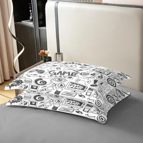 Miniatura 5 de Funda de edredón reversible de 100% algodón para videojuegos, tamaño individual, juego de ropa de cama de dibujos animados de gamepad para niños