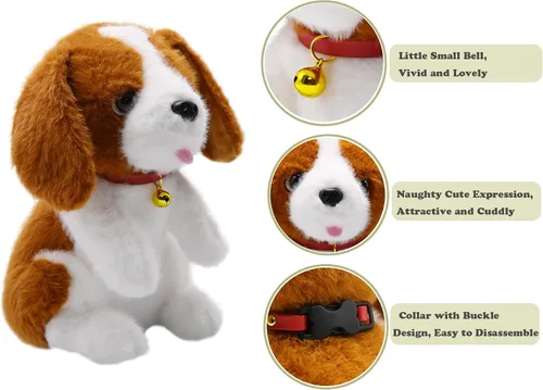 Miniatura 3 de Adorable animal de peluche de Beagle ultrasuave y esponjoso, peluche de perro pequeño con lengua rosa diminuta que asoma, regalos encantadores