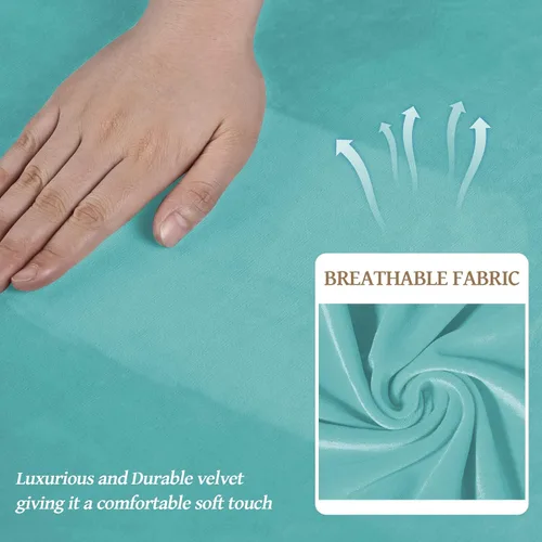 Miniatura 4 de WEERRW 4 Piezas Fundas de Terciopelo de Alta Elasticidad para Sofá de 3 Cojines Fundas de Sofá, Protector de Muebles Lavable con Parte Inferior