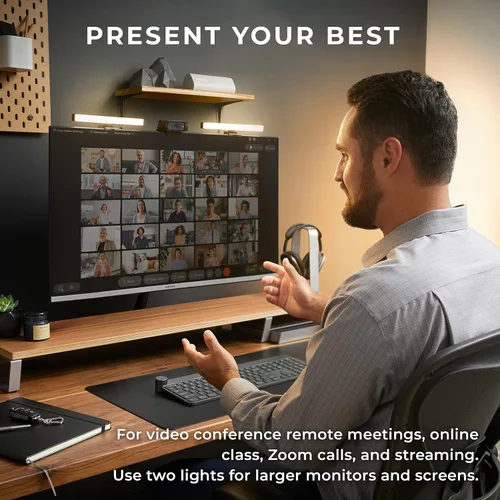Miniatura 2 de HumanCentric Iluminación de videoconferencia, luz solo complementaria para transmisión y videoconferencia, el kit solo para complemento requiere un
