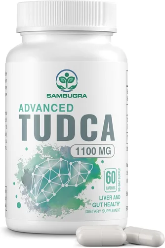 Sambugra Suplementos de TUDCA para el Hígado 1100mg, Suplemento de Sal Biliar TUDCA de Fuerza Ultra Testado por Terceros, Apoyo Hepático para