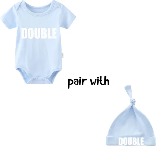 Miniatura 26 de YSCULBUTOL Conjunto de mameluco para bebé gemelos, divertido doble problema, lindo mameluco para niña, mono gemelo, conjunto de sombrero