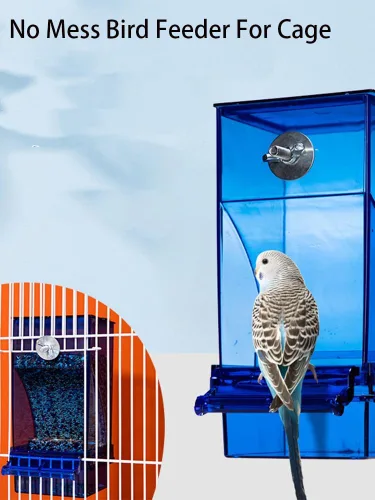 Miniatura 6 de Comedero para pájaros sin ensuciar,Alimentador automático de loros,Contenedor de comida de acrílico,Accesorios de jaula de periquitos