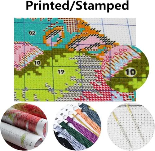 Miniatura 3 de Dimensean Kits de punto de cruz estampados, gama completa de patrones de bordado, kits de iniciación para principiantes y adultos, kits de punto