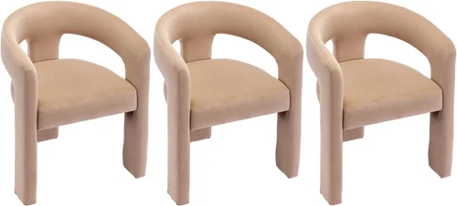 Miniatura 21 de VESCASA Silla de Comedor de Barril de Terciopelo con Respaldo Abierto, Sillón Lateral de Acento Moderno Tapizado con 3 Patas para Caqui-terciopelo