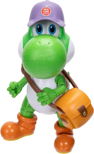 Figuras de acción de la película Super Mario Galaxy de 5 pulgadas Serie 1 – Figura de Yoshi con sombrero, gafas de sol y accesorios de cartera –