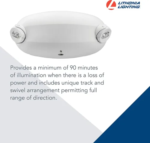Miniatura 3 de Lithonia Lighting Quantum - Luz de emergencia, luces de emergencia LED comerciales contemporáneas con 2 cabezales de lámpara orientables, montaje