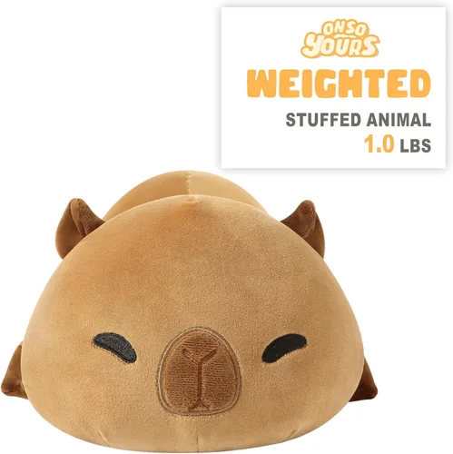 Miniatura 2 de Onsoyours Animales de peluche con peso original, lindo juguete de almohada de felpa de Capybara con peso positivo y suave, regalo para niños