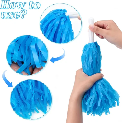 Miniatura 4 de Pompones de animadora a granel para deportes a granel de plástico para bailar y bailar, con asas de plástico para rooters que animan, animadoras