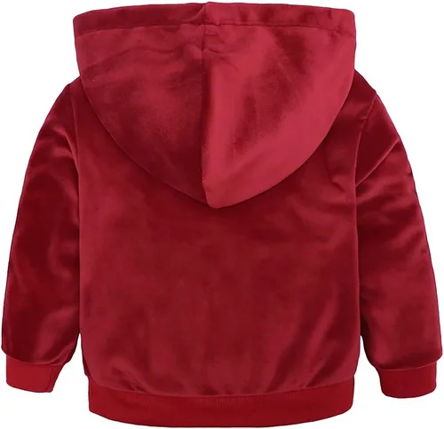 Miniatura 3 de MYGBCPJS Conjunto deportivo de terciopelo de 2 piezas para niños y niñas, sudadera con capucha de manga larga + pantalones deportivos con cintura