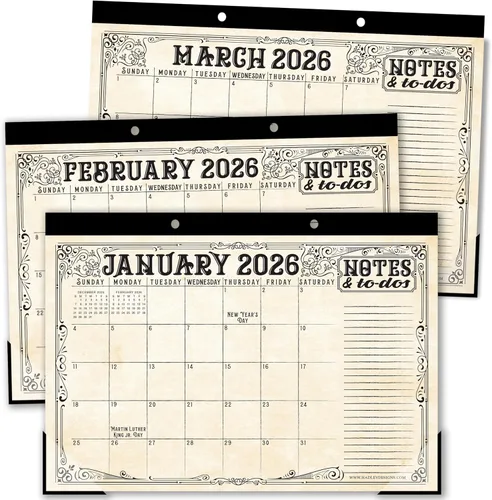 Hadley Designs Calendario de Escritorio Grande 2026-2027 - Calendario de Escritorio 2026, Calendarios de Escritorio de 18 Meses para Hogar, Oficina