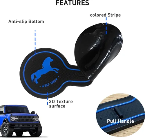 Miniatura 5 de Portavasos para automóvil compatible con Ford Bronco Offroad 2021-2025, posavasos decorativos de silicona para automóvil, accesorios para automóvil