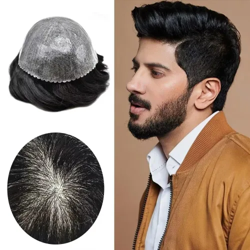 Miniatura 57 de Toupee - Sistema de reemplazo de cabello de polietileno completo para hombre, cabello humano europeo para hombre, tupé de 0.004 in, piel duradera