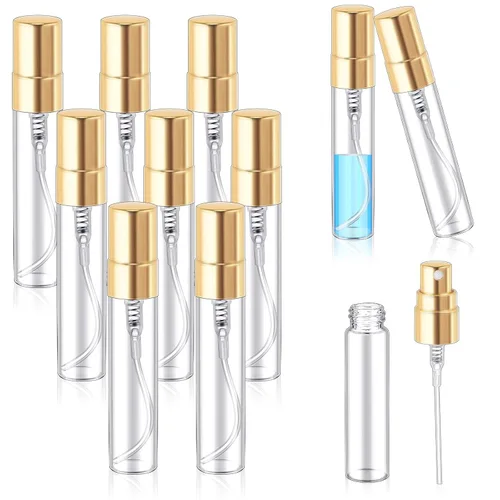Miniatura 15 de Zhehao - 200 unidades de mini botellas de spray de 5 ml, botellas de vidrio transparente para perfume, atomizador de perfume recargable con Tapa