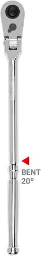 Miniatura 15 de TEKTON Trinquete de liberación rápida de 3/8 pulgadas x 12 pulgadas con cabeza flexible y mango curvo largo SRH33112