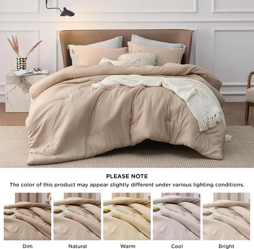 Miniatura 219 de Bedsure Juego de edredón Twin/Twin XL, ropa de cama suave beige para todas las estaciones, juego de cama teñido catiónico, 2 piezas, 1 edredón