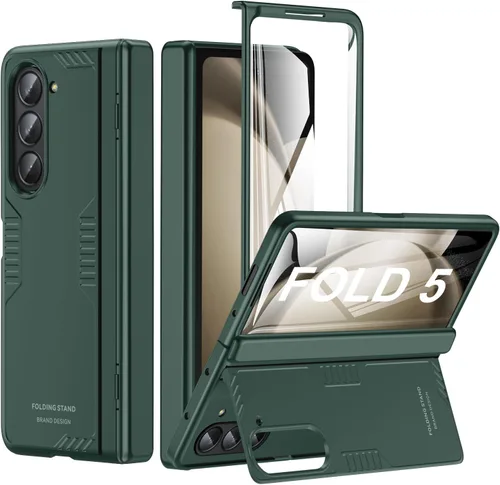 Miniatura 15 de Funda para Samsung Z-Fold-5: [Soporte oculto] [Carga inalámbrica] Funda delgada con protección de bisagra ligera con protector de pantalla - Funda