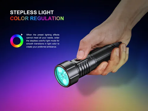 Miniatura 4 de Fenix LD36R Linterna recargable de 3600 lúmenes, carga rápida USB-C con 6 preajustes RGB y salida de color continuamente ajustable (negro)