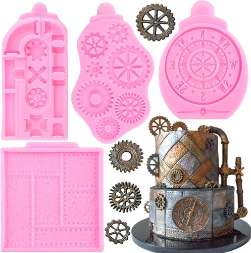 Miniatura 10 de ZiXiang Steampunk Gear - Molde de silicona para brújula, engranajes, dientes, fondant, para decoración de tartas con temática de viaje steampunk