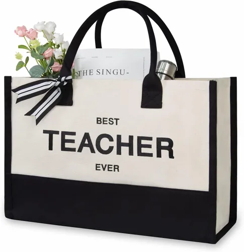 Miniatura 75 de TOPDesign - Bolso de playa de lona con inicial personalizada, bolsa de regalo con monograma, para mujer