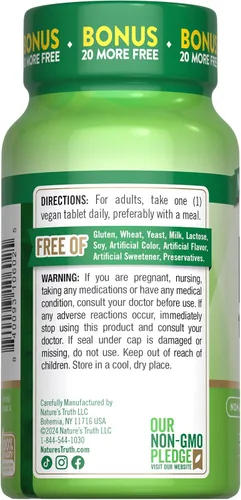Miniatura 7 de Nature's Truth Tabletas de vitamina B12 1000 mcg 220 unidades Suplemento vegano, sin OMG y sin gluten
